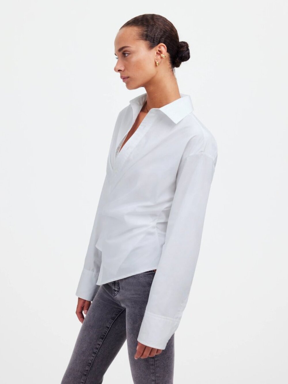 NWT Womens Size 16 Madewell White 100% Cotton Asymmetric Button-Up Shirt Top NEW - Picture 2 of 5